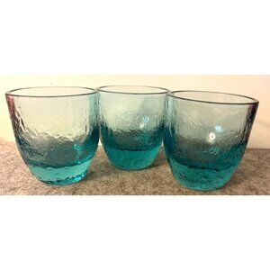 3 Aqua blue 4" Heavy Wt. Cocktail Glasses, Possibly Fire and Light? # 2900